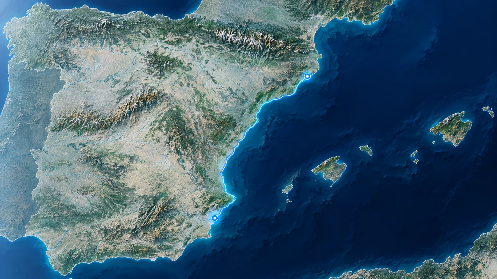 Mapa de seguimiento de la ruta logística entre Alicante y Barcelona
